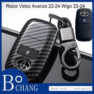 BCFor Toyota Raize / Veloz / Avanza  2022 - 2024 / Wigo 2023 - 2024 Carbon Fiber Key Case Cover Remote Key Fob Shell Accessories
