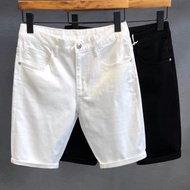 MEN'S SHORT JEANS BLACK AND WHITE SLIM Ripped HIGH QUALITY STRETCH FABRIC - WIN TX2 MEN'S JEAN SHORT
