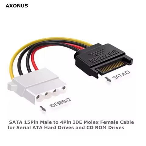 SATA 15Pin Male to 4Pin IDE Molex Female Cable for Serial ATA Hard Drives and CD ROM Drives