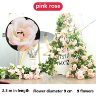 6pcs 9 Flowers Rose Vines Artificial Flowers Fake Flower Rattan Home Wedding Decoration