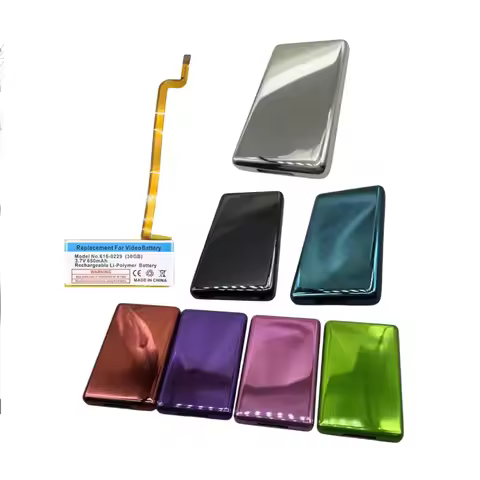 For iPod Video 5th Classic 6th/7th Blue Metal Back Cover + 650mAh Battery - Fit Thin 30GB/80GB/120GB