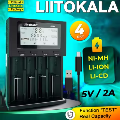 LiitoKala Lii-M4 18650 Charger LCD Display Universal Smart Charger Test Capacity 26650 18650 21700 A