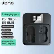 LLANO เครื่องชาร์จแบตเตอรี่กล้อง EN-EL15 LED USB Dual Solt Camera Battery Charger for D7100 D7500 D7