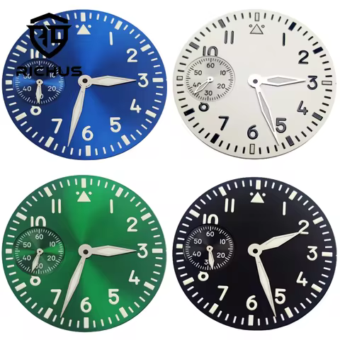 RICHUS ETA6497 ST3600 Dial 37mm Watch Dial With Hands Green Luminous Fit ETA6497 ST3600 Movement Wat