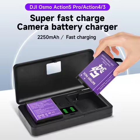 For DJI Osmo Action 5 Pro Action 4 Action 3 Camera Battery 2250mAh Batteries+LCD Charger For DJI Osm