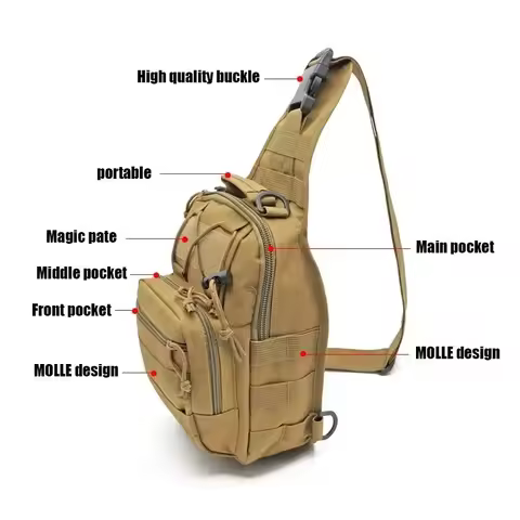 Outdoor CCW Sling Concealed Range Bag Hunting Daypack EDC Tactical Shoulder Bag Waterproof Hiking Ca