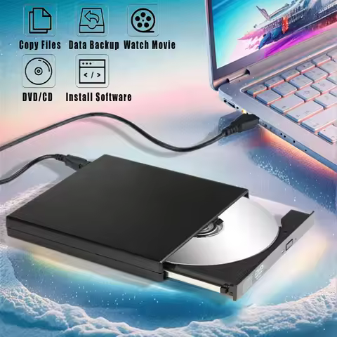 External CD DVD Drive, Slim Portable External CD-RW Drive DVD-RW Burner Writer Player for Laptop Not