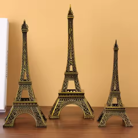 Metal Eiffel Tower Statue Bronze 7 Sizes Eiffel Tower Decorative Ornaments with Box Exquisite Design