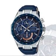 Casio Jam Tangan Pria Edifice EQS-920BL Leather Blue Fullset Premium Stainless Steel Chronograph