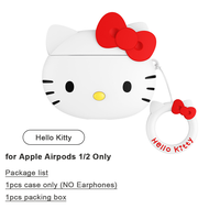 ของแท้100% Sanrio Hello Kitty ซิลิโคนเคสอ่อนสำหรับ Apple Airpods ฝาครอบป้องกันที่ล้างทำความสะอาดได้1/2พร้อมสายคล้องป้องกันการสูญหายรองรับ ชาร์จไร้สาย UKKT1