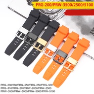 Aotelayer 18mm Soft Silicone Strap for Casio PROTREK PRG-200/250 PRW-3500/2500/5100 Stainless Steel Hoop Men Sport Waterproof Rubber Watch Band