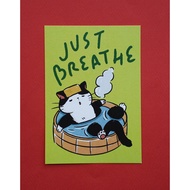 Just Breathe Onsen Cat Print