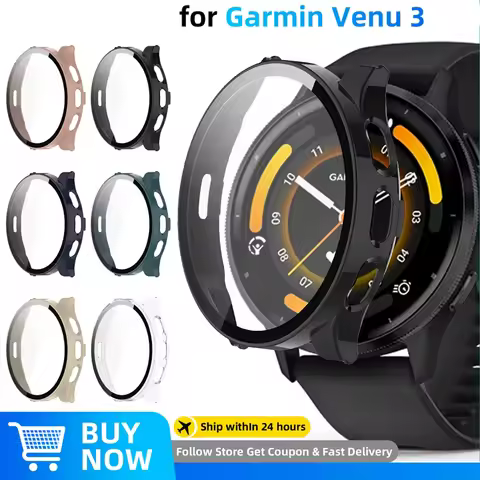 Glass+Case For Garmin Venu 3 Tempered Glass Screen Protector & Hard PC Protective Bumper For Garmin 