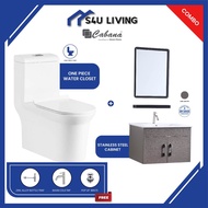 [COMBO SET] CABANA 60CM Stainless Steel Basin Cabinet Ceramic sink kabinet + Cabana WC TOILET BOWL W