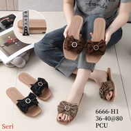 Winola Collection WNL 6666-H1 Women's Flat Sandals with Striped Ribbon