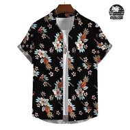 เสื้อสงกรานต์ เสื้อเชิ้ตแขนสั้นไซส์ใหญ่พิเศษสำหรับเสื้อเชิ้ตลำลองเสื้อเชิ้ตลายดอกเสื้อผ้าฮาวายชายหาด