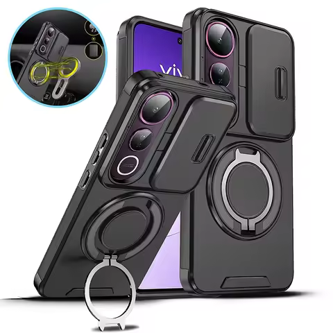 Funda For Vivo V50 Lite 5G Case Armor Slide Camera Lens Protection Ring Holder Back Cover For Vivo V