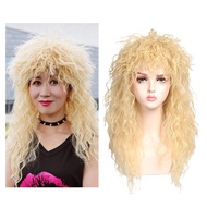 Long Blonde Wavy 80s Wig 70s Halloween Mullet Cosplay