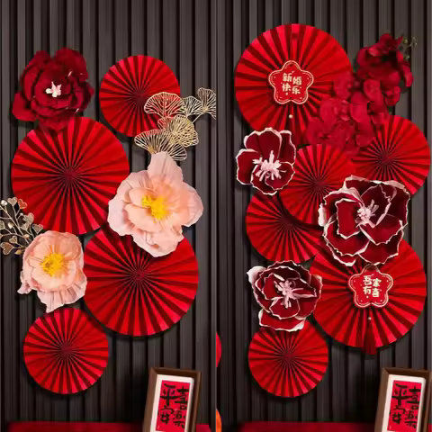 Wedding Chinese New Year Decorations 2027 Chinese Wedding Ornament Lunar New Year Wall Accessories Y