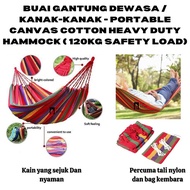 Buaian Tidur Dewasa Dan kanak2 Portable Rainbow Hammock Breathable Cotton Fabric Travel Camping Strip Hammock Indoor