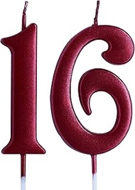 Red 16th Birthday Candle, Number 16 Years Old Candles Cake Topper, Boy Or Girl Party Decorations, Su