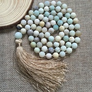 (Ready stock in SG) hand-knotted 108 8mm amazonite mala beads yoga meditation necklace, gemstone prayer beads
