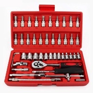 Pom 46pcs Car Motorcycle Shock Wrench Socket Wrench Set Complete Socket Tool Kit Fitting L Ring Moto