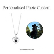 [Sincerer] S925 Sterling Silver Necklace Photo Projection Heart-shaped Necklace Custom Photo Necklac