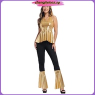 Women 70s Disco Costume 2 PCS Disco Outfit for Halloween Cosplay Party