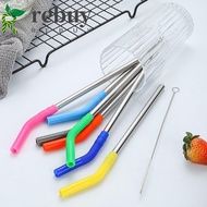 REBUY 2Pcs Stainless Steel Straw, With Silicone Tip 8mm Metal Straw, Durable Detachable Reusable Smooth Surface Stanley Cup Straw Juice
