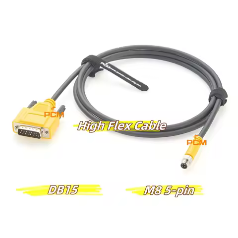 M8 5-pin Male to DB15 Male Cable, High Flex Cable, I/O Module Cable, Vision System Cable for Cognex 
