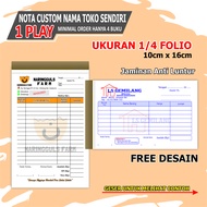 Nota custom nama toko sendiri 1/4 folio 1 ply isi 100 lembar Nota bon custom Murah