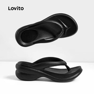 Lovito Casual Flat Sandals Korean Fashion Minimalist All Seasons White Flat Sandals for Women LFA870
