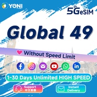 Global Europe eSIM 5G High Speed 1-30 Days Daily 500MB-50GB Unlimited Travel Data Global 49 countrie