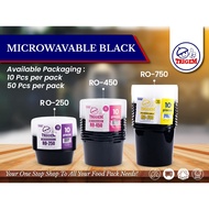 [ 10 PCS ] TRIGEM BLACK Container Round - RO 250 / 10 oz, RO 450 / 16 oz, RO 750 / 30 oz Food Storag