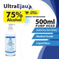 [READY STOCK] 500ml ULTRA EJAU HAND SANITIZER LIQUID BASE, Sanitizer Alcohol 75%. - Pump