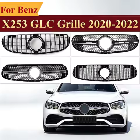 For Mercedes-Benz GLC X253 2020-2022 Black Diamond Mesh Front Grille AMG Style Bumper Grill Accessor