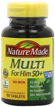 Nature Made Multi for Him 50+ Multiple Vitamin and Mineral Supplement Tablets, 90-Count (Pack of 2) 