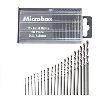 20pcs/set 0.3-1.6mm Mini Drill Bit High Speed Steel Twist Drill Bit Set Micro HSS Drill Bit Set with