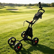 4-Wheel Golf Push Cart Foldable Golf Push Cart Trolley Easy to Fold Compact for Golfers