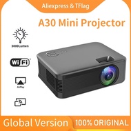 TFlag A30โปรเจ็คเตอร์ขนาดเล็ก Wifi 4K โปรเจคเตอร์โรงหนังโฮมเธียเตอร์แบบพกพาสมาร์ททีวี LED 3D ภาพยนตร์ผ่านพอร์ตเอชดียูเอสบี M.2 3000ลูเมน