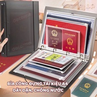 KOTO Document Folder Cover Size A4 A5 A6, Leaf File Zip Bag for Important Paper File Storage