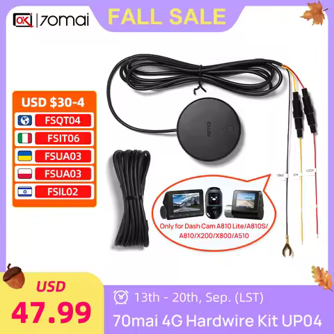 70mai 4G Hardwire Kit UP04 ONLY for T800,X800 Car Dvr A510, 4K A810 and X200 Dash Camera for Live St