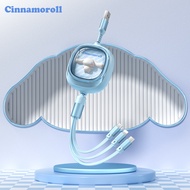 Sanrio Kuromi 3 in 1 Retractable Charging Cable Fast Charging Cord TPE Aluminum Alloy Aksesori Telef