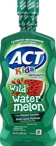 Kids Mouthwash Wild Watermelon Fluoride Rinse 16.9 Ounces (2 Pack) Act Kids Mouthwash Wild Watermelo