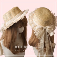 cute hat woman cap woman LOLITA Original Handmade Female Summer Bow Straw Hat