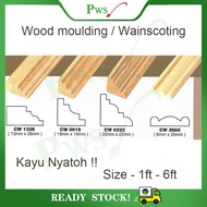 Wainscoting Frame / Wood Moulding / Wainscoting Decoration Bingkai Wood Rail Kayu Nyatoh Solid wood - CW1326 - CW2665