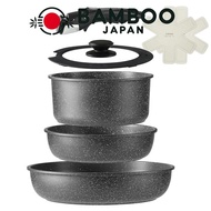 CAROTE Carote Fry Pan Set 7 Piece IH/Gas Compatible PFOA PFOS Free Pot Set Removable Handle Living A