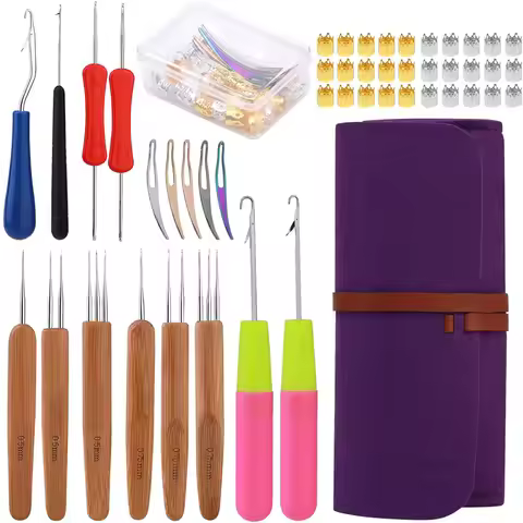 Zxiixz 47Pcs Dreadlock Crochet Hook Tool Different Size Bent Latch Hook, Crochet Needle for Hair Bra