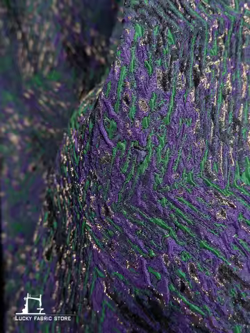 Purple geometric pattern, Chinese style, ethnic style floral fabric, blended jacquard fabric, jacket